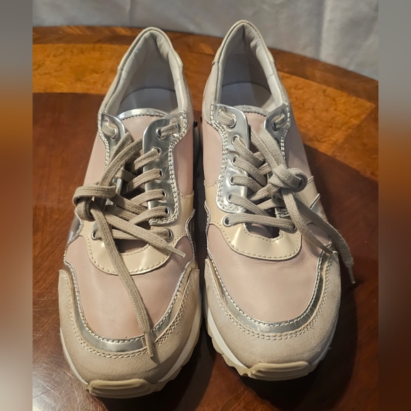 Attilio Giusti Leombruni Studded Leather Razor Sneakers Pink/Tan/Gold/Camo SZ 7 - Picture 5 of 7